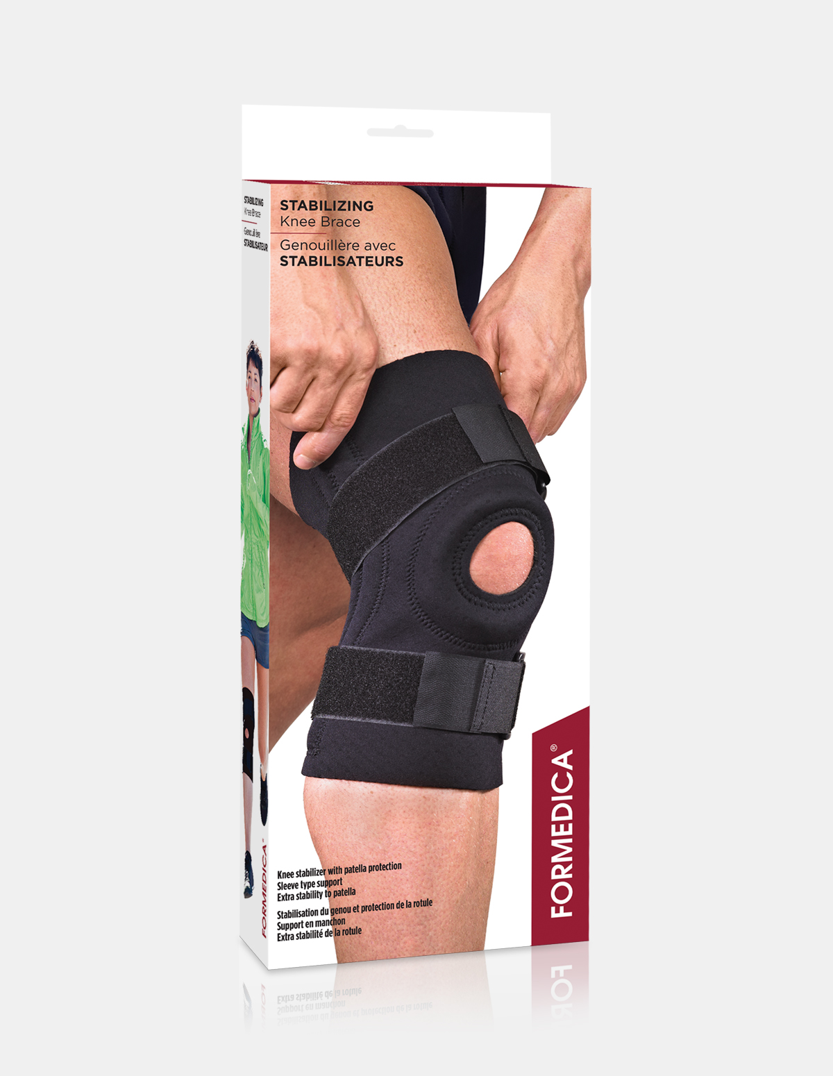 Tensor™ Adjustable Knee Support Brace with Dual Side Stabilizers, Black